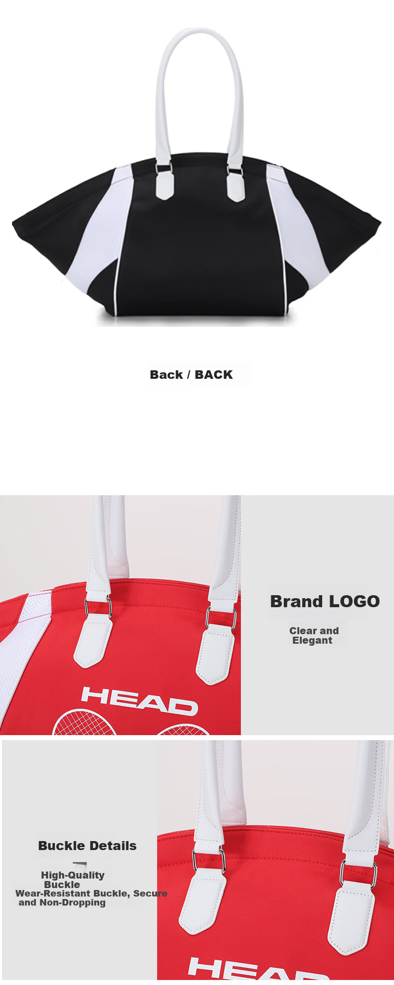 HEAD Tennis Bag BOOM Handheld Badminton Bag Unisex Shoulder Bag High-Value Storage Large Capacity Lightweight Wing Bag 11