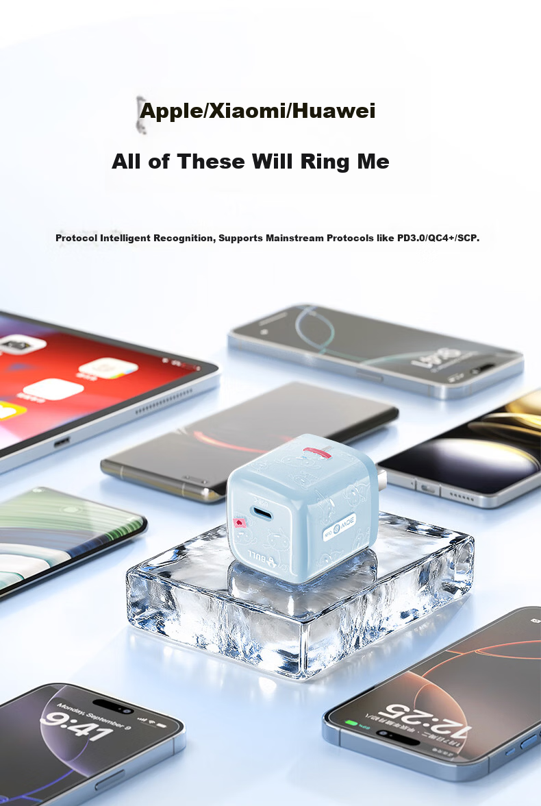 BULL Crayon Shin-chan IP Collaboration Ice Cube Charger Compatible with Apple iPhone 17 Pro Fast Charger 16 Mobile Type-C Data Cable Genuine 30W 12