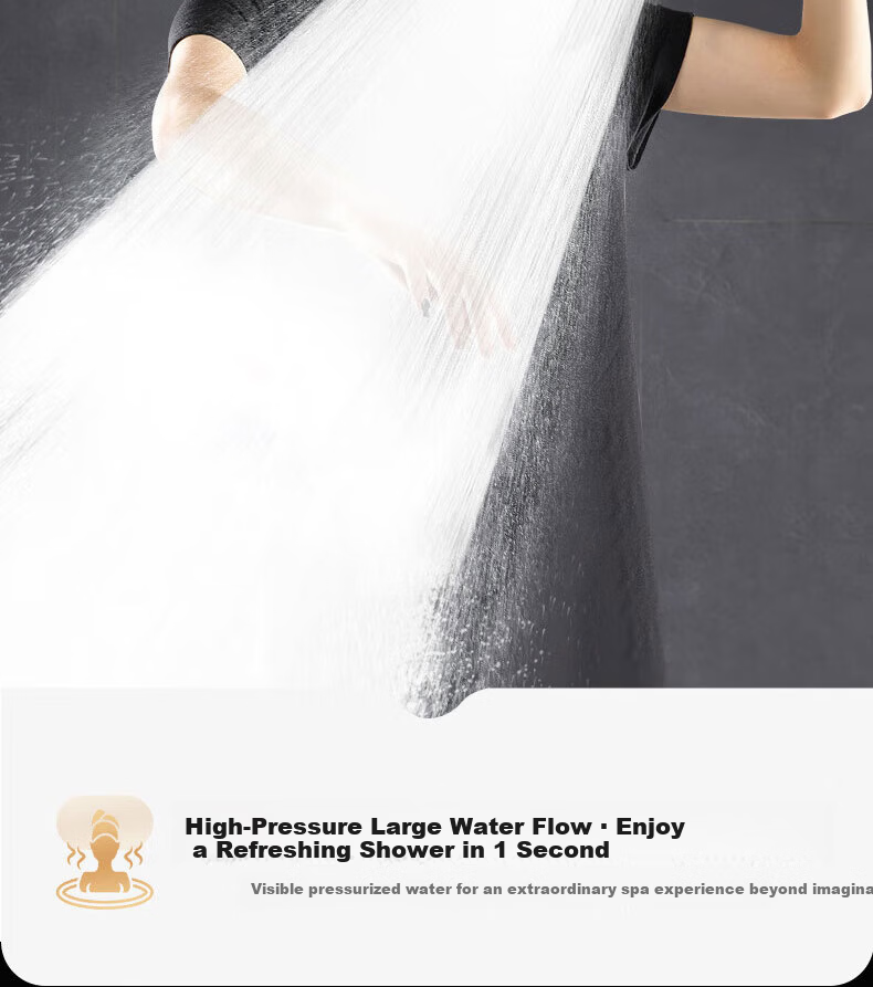 HOMK Seiko XCC Series High-Pressure Shower Set with Powerful Water Flow and Filter, 3-Piece 3