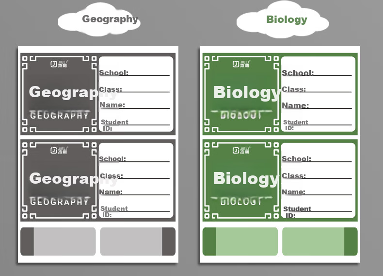 Liupintang Subject Classification Label Stickers Waterproof Self-Adhesive Cartoon Name Tags for Kids Elementary School Book Cup Marker Biology Chemistry 6