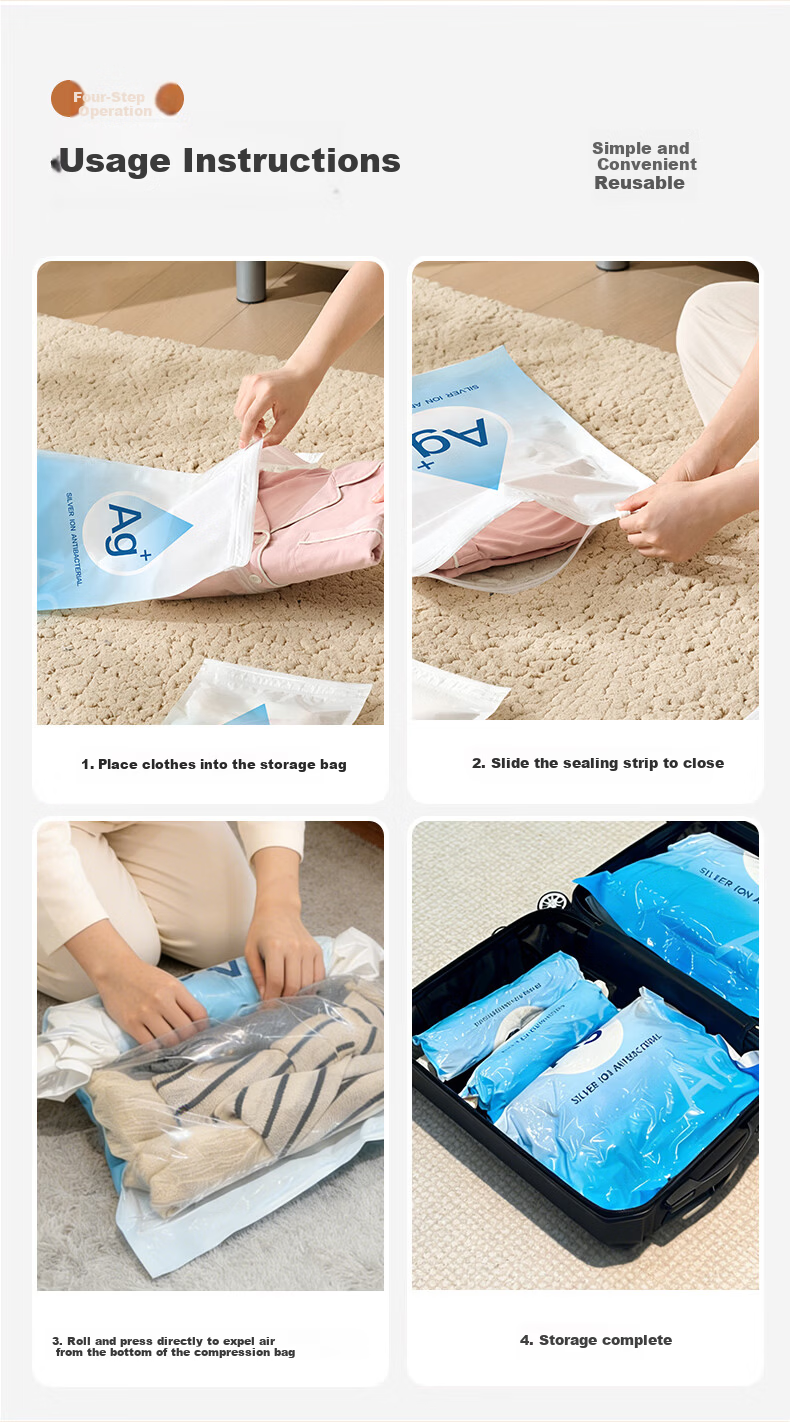 DR.STORAGE Antibacterial Travel Roll-Up Storage Bag Vacuum Compression Suitcase Organizer 2 Large 2 Medium 2 Small 3