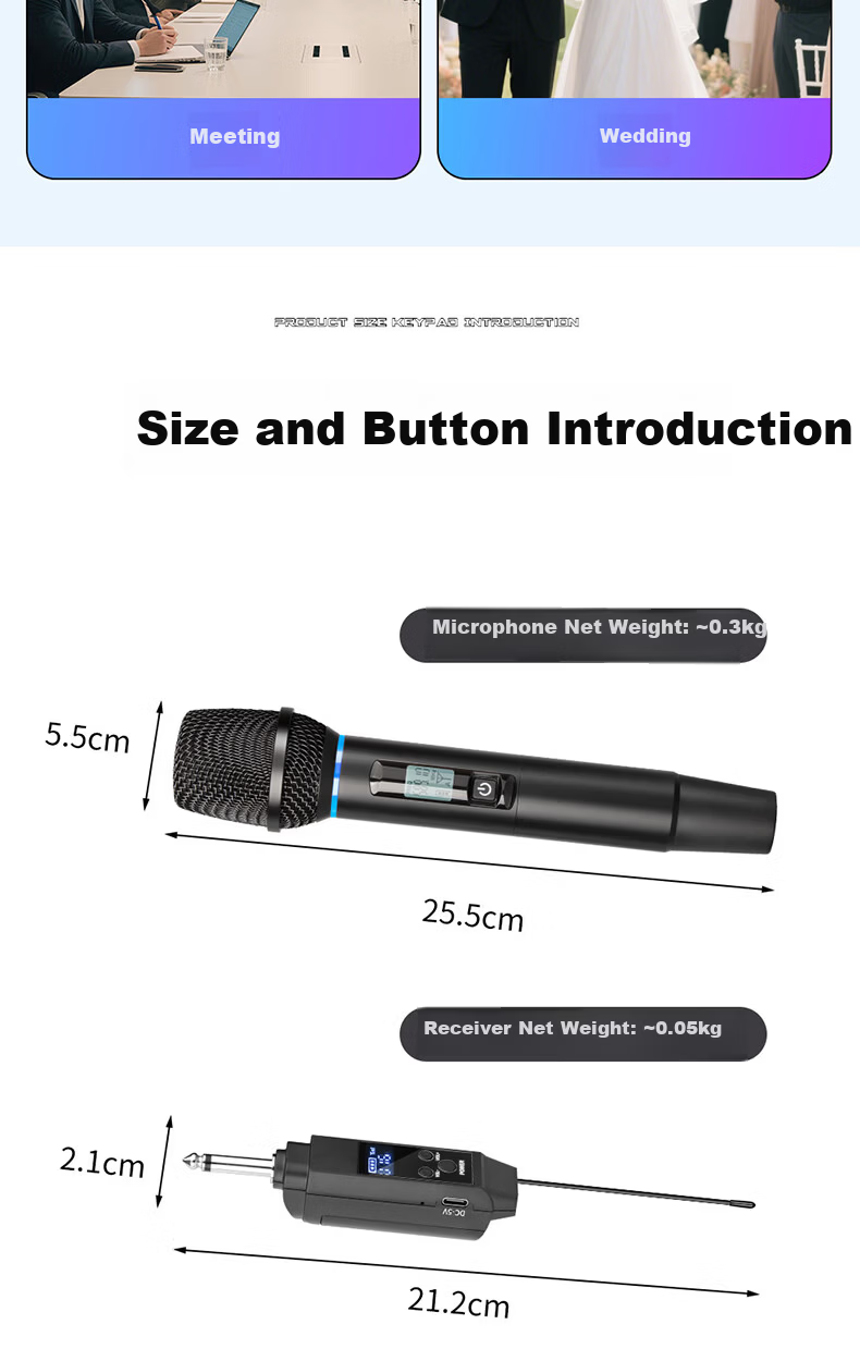 Depusheng K15 Wireless Microphone One-to-Four Portable Karaoke Microphone for Square Singing KTV Home Stage Hosting Conference Speech Live Outdoor Event Computer Karaoke Rechargeable Anti-Howling Pick 14