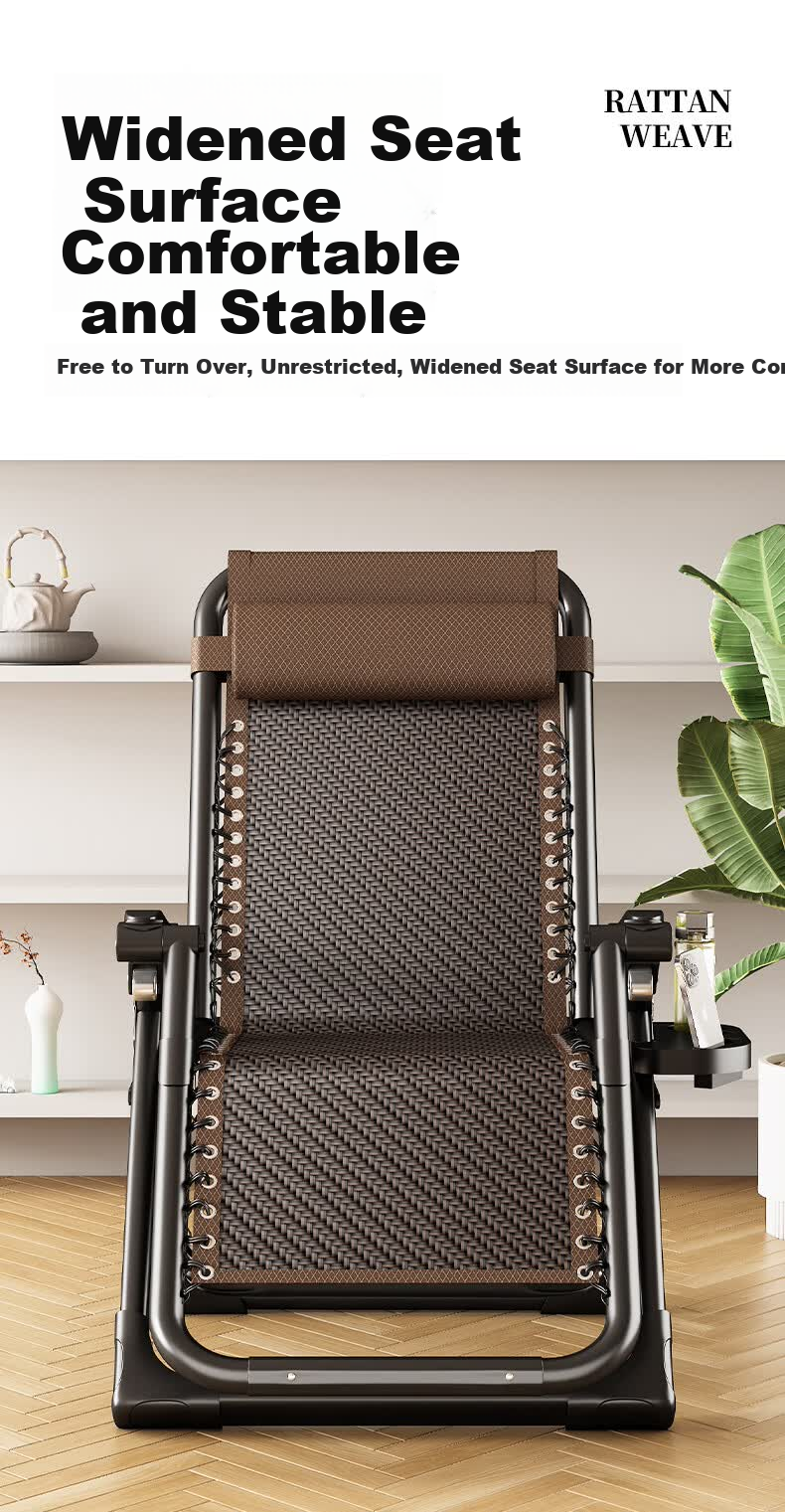 Qiyinge Lazy Recliner Folding Rattan Chair Nap Balcony Home Leisure Elderly Dual-Use Seat and Backrest Chair 13