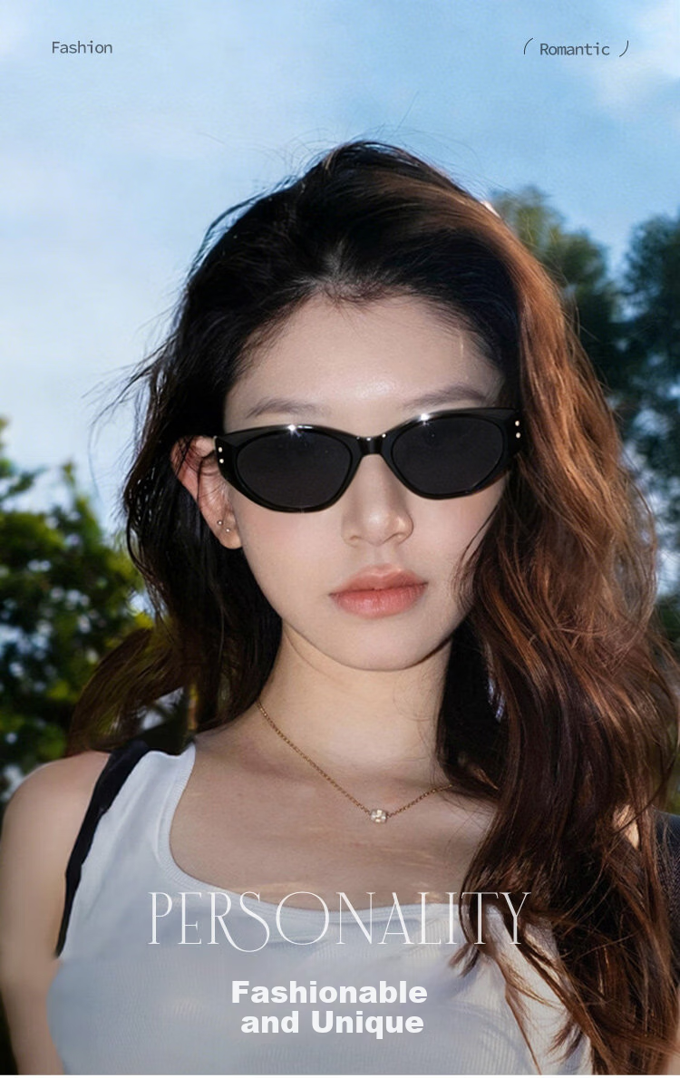 FONHCOO Cat Eye Sunglasses for Women 2026 New High-End Square-Round Face Slimming UV Protection Beach Sunglasses 15