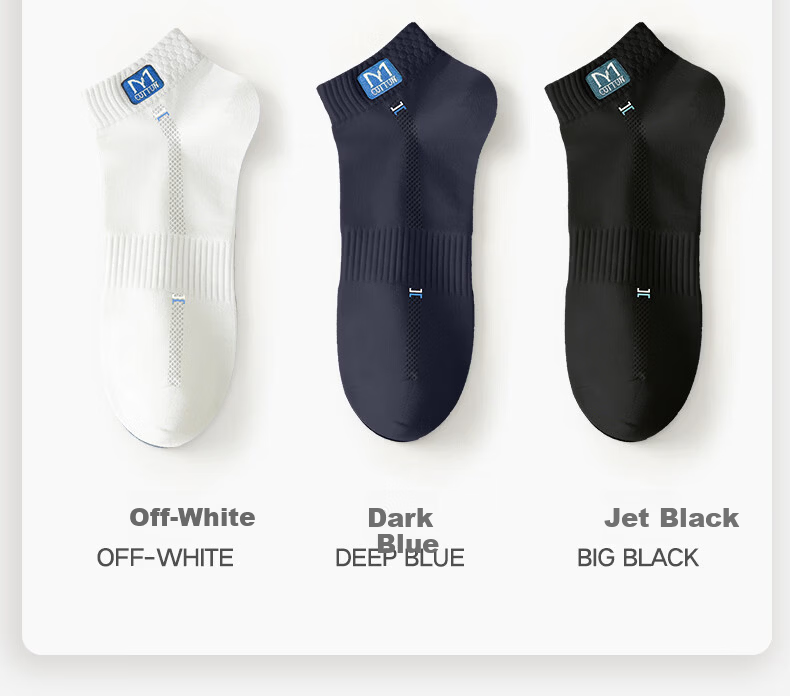 Mian Xiaonian Men's Short Socks Spring Summer 100% Cotton 10A Antibacterial Odor-Resistant Mesh Breathable Low-Cut Socks 10 Pairs 4