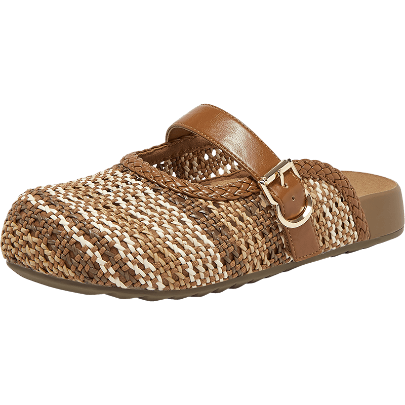 Basto 26 Summer Mall Thick Sole Woven Open Toe Birkenstock Casual Outdoor Women's Slippers D5116BH6 Camel 37
