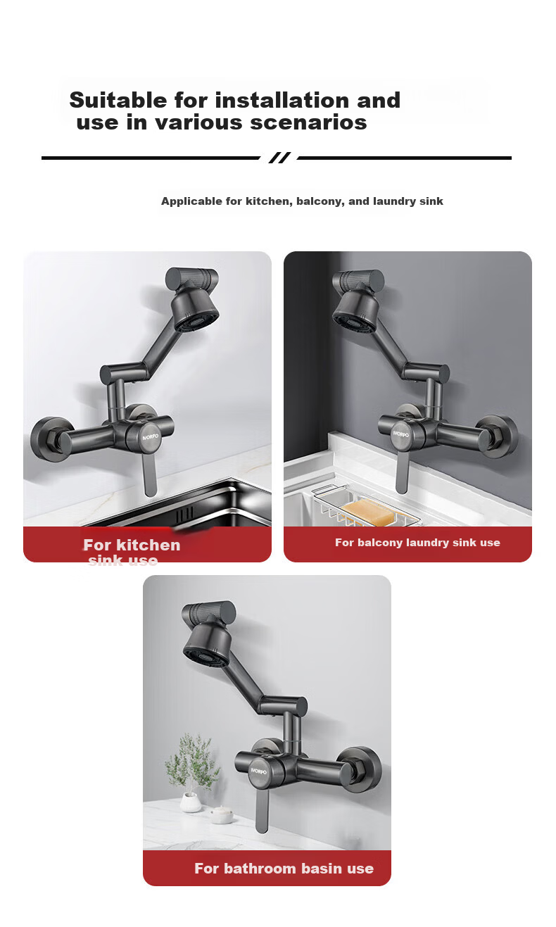 IVORPO [Germany] Built-in Kitchen Faucet Dual Temperature High-Pressure Splash-Proof Sink Faucet 9