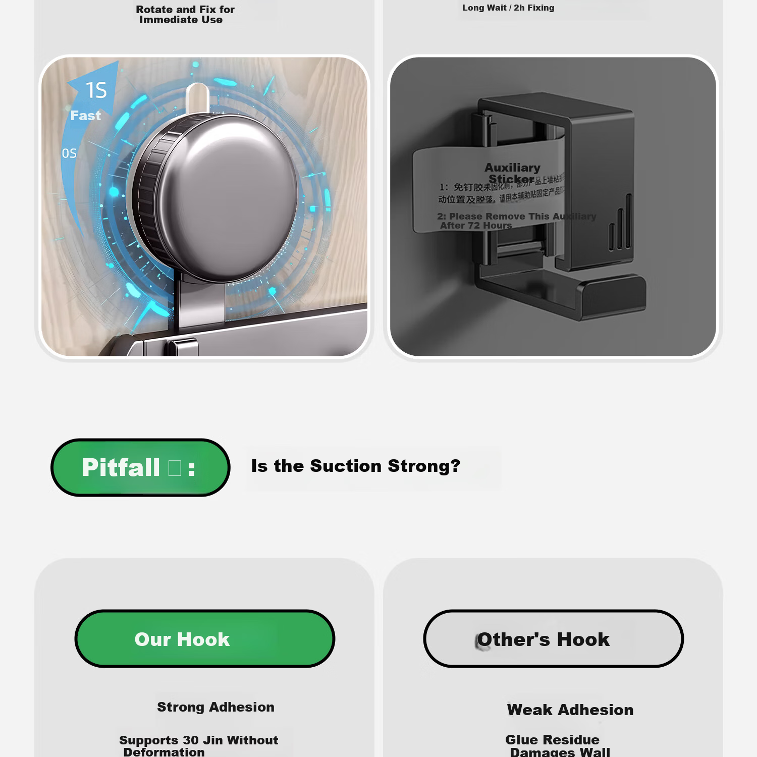 Zhifan Japanese Suction Cup Hook No Drilling Strong Load-Bearing Over Door Clothes Hanger Entry Door Adhesive Hook Kitchen Wall Storage Rack 6