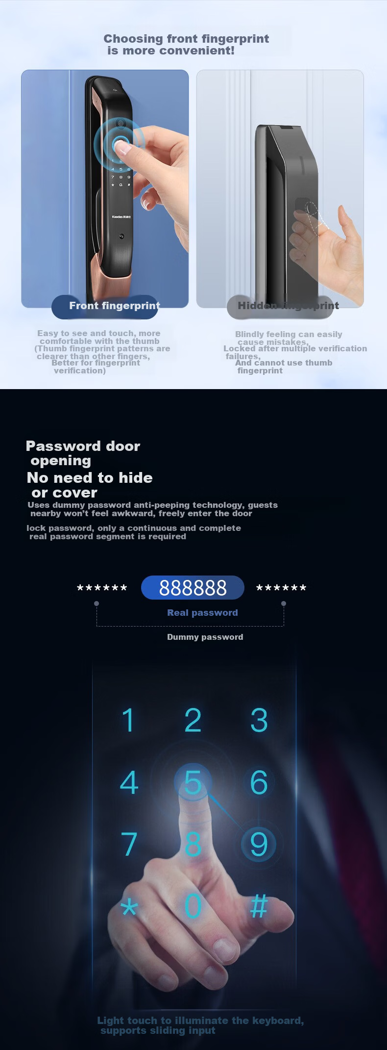 KAADAS Smart Door Lock Fingerprint Electronic Lock Sentinel Smart Peephole Lock Genesis K20 Pro Red Copper 12