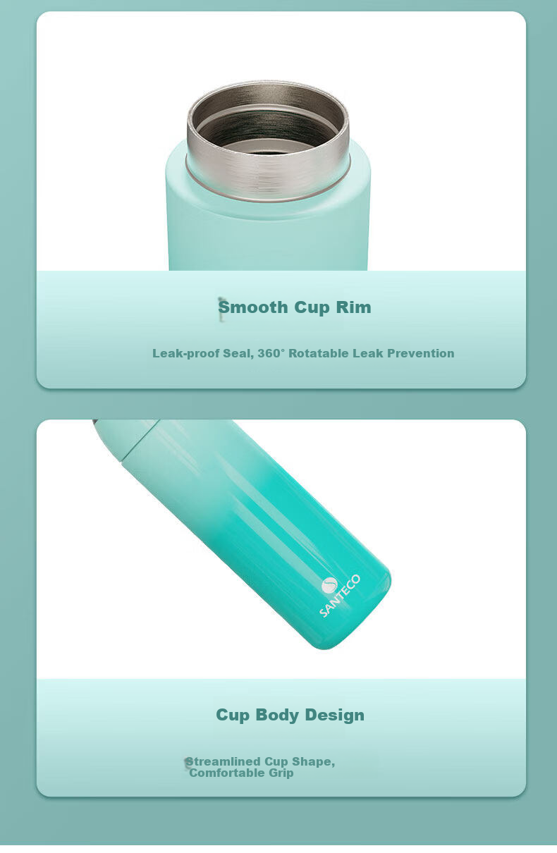 HAERS Minimalist Gradient Color Insulated Bottle Lightweight Portable High-Value 316 Stainless Steel Mint Green 500ml 4