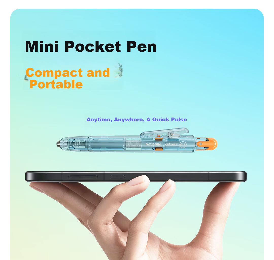 Dianshi Click Retractable 0.5mm Black Gel Pen with Dual Ballpoint Tips, High-Value Design, Student Handwriting Practice Signature Pen, Office Supplies 0208 Gray-Purple Barrel, 1 Pen 2 Refills 7