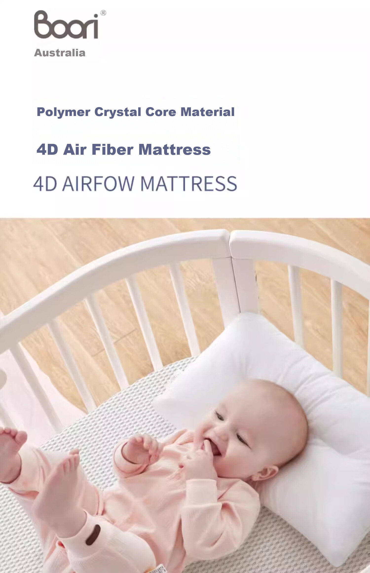Boori Baby Washable Mattress Four Seasons Breathable Soft Pad Newborn 4D Mattress (with Oasis) 2