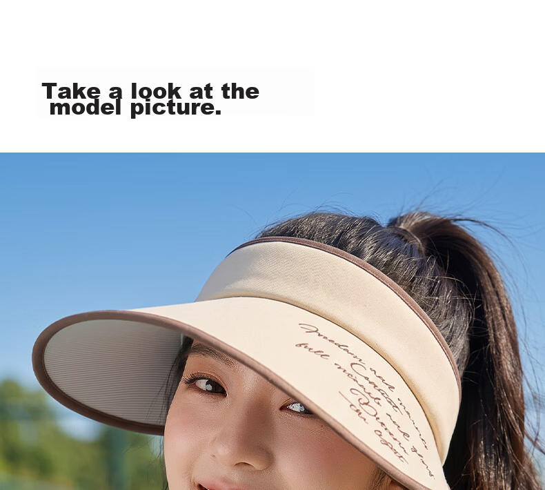 CACUSS Large Brim Open Top Hat Women's Summer Outdoor Sun Protection Casual Sports Face Slimming Sun Hat Beige Coffee 14