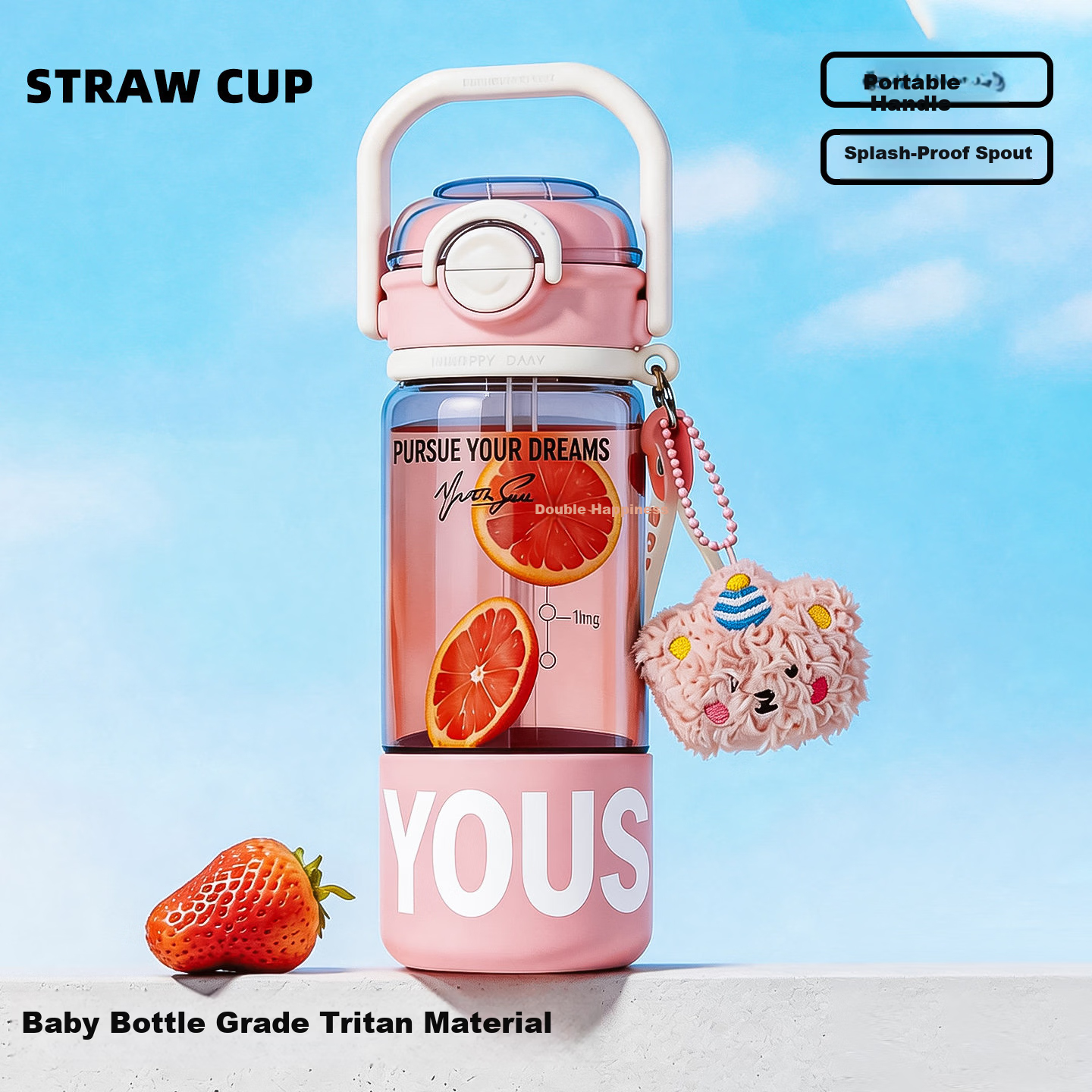 OKTP High-Value Straw Cup for Girls Tritan Summer New High-Temperature Resistant Portable Plastic Student Water Bottle 5