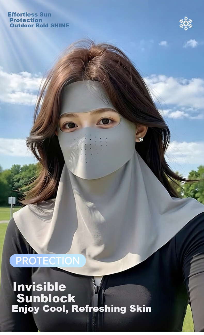 FitonTon Summer Integrated Sun Protection Face and Neck Mask UV Protection Ice Silk Face Bikini 1