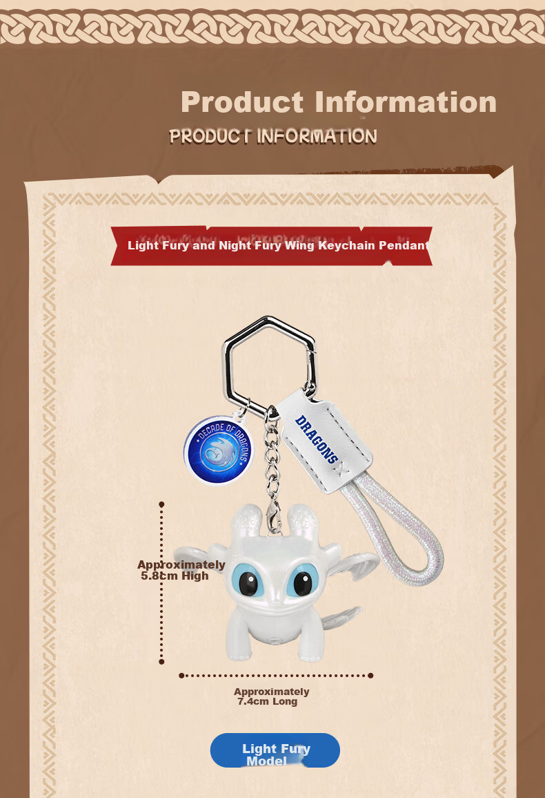 POTDEMIEL Official How to Train Your Dragon Toothless Light Fury Wing-Flapping Glowing Backpack Pendant Birthday Couple Keychain 9