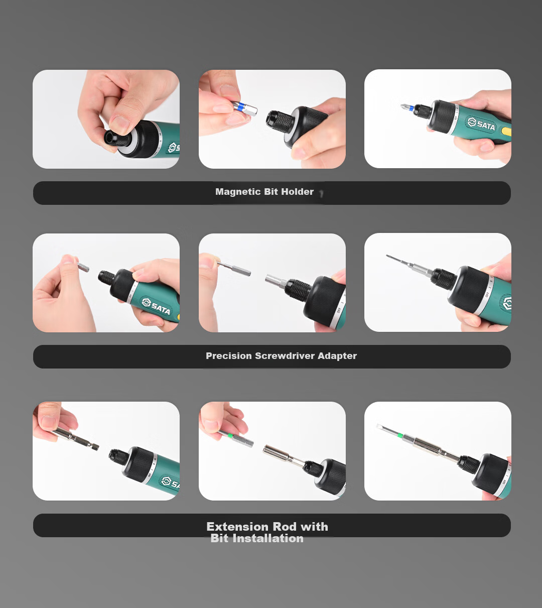 SATA 32-Piece Screwdriver Set 3.7V Electric Screwdriver Kit for Home Installation and Digital Repair 4
