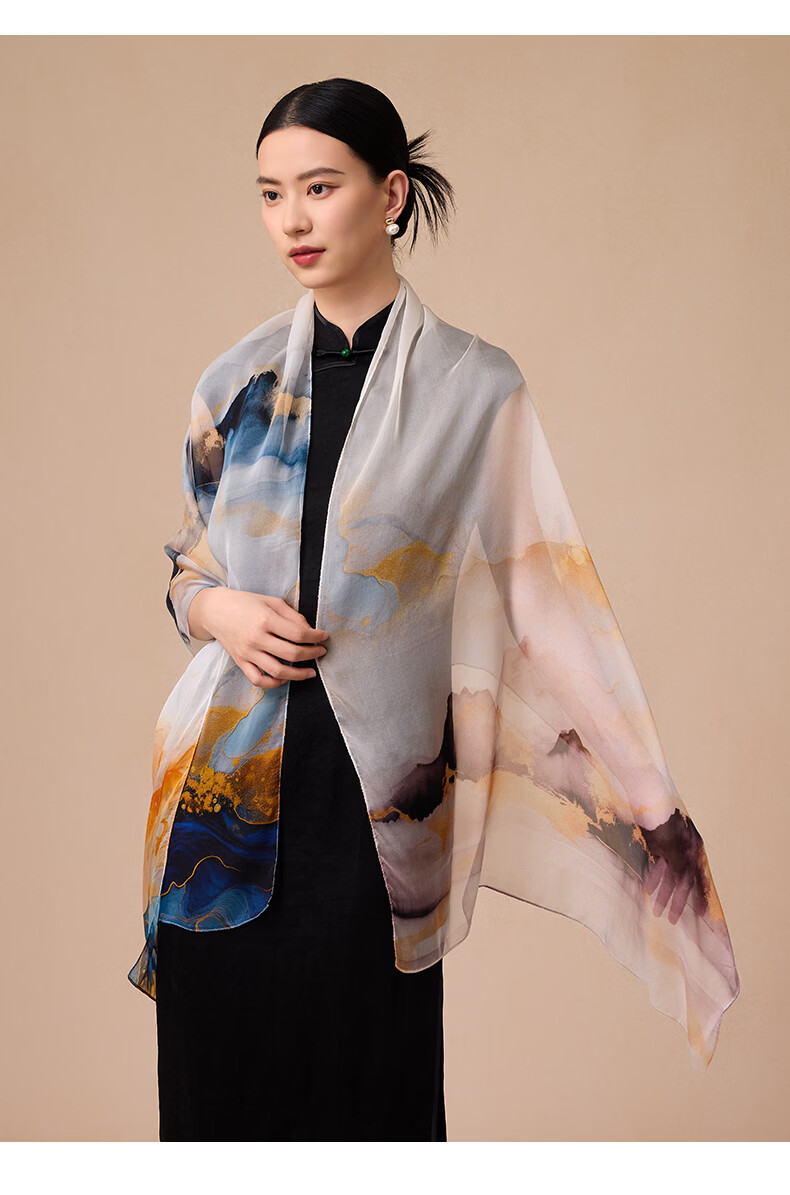 Hengyuanxiang 100% Mulberry Silk Scarf Women's Silk Summer Lightweight Office Shawl Wrap Mom Birthday Gift 25