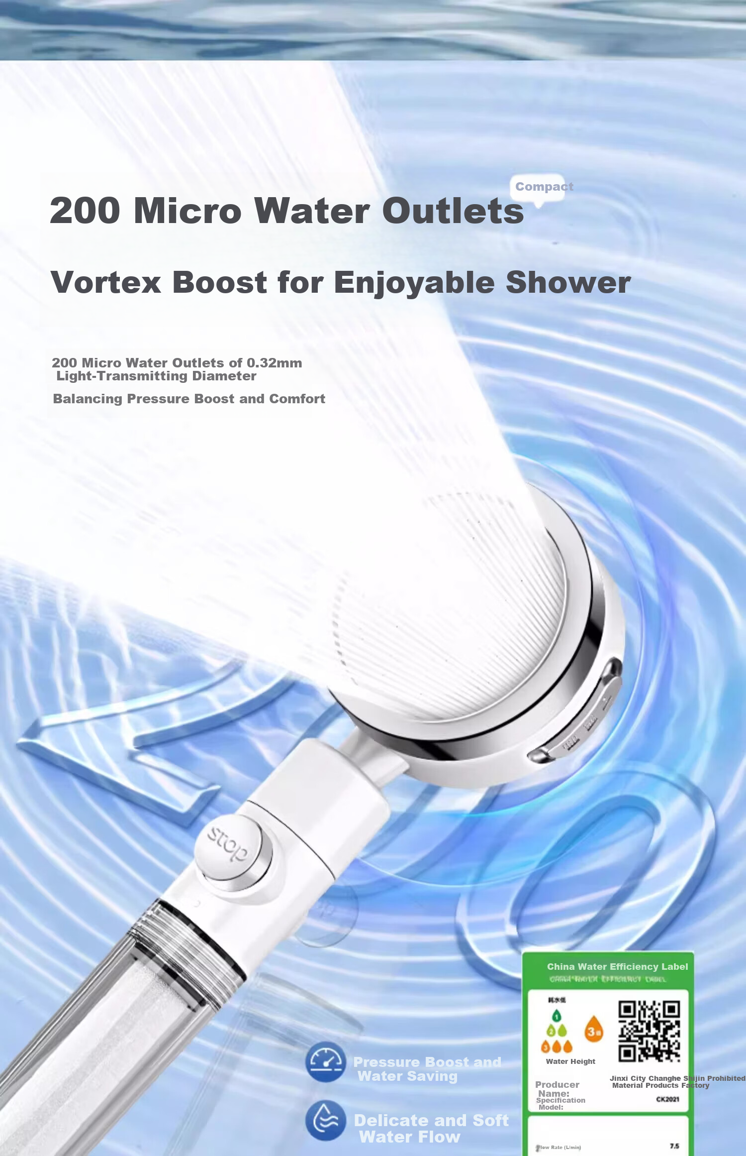 MUGE High-Pressure Filtered Shower Head with Chlorine Removal and Replaceable Filter Cartridge, Powerful Water Flow Handheld Showerhead 16