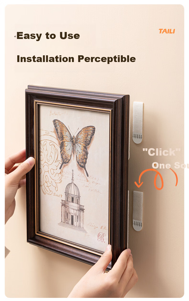 Taili Universal Magic Hook Adhesive No-Trace Picture Frame Wall Hook Hanging Tool No-Drill Photo Wall 8 Pairs Set 7