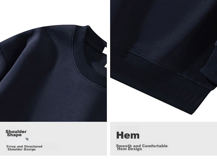 JEEP Men's High-End Loose Fit Sweatshirt Spring Autumn Base Layer Long Sleeve Top Trendy Men's Wear Navy Blue S 6