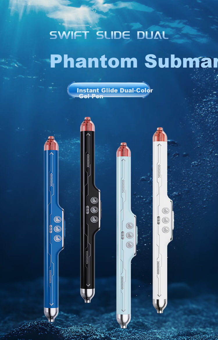 Yuji Phantom Submarine Gel Pen Dual-Color Brush Pen Deep Sea Space Creative High-Value Ins Style Student Retractable Quick-Dry Smooth Ballpoint Pen Light Blue 1