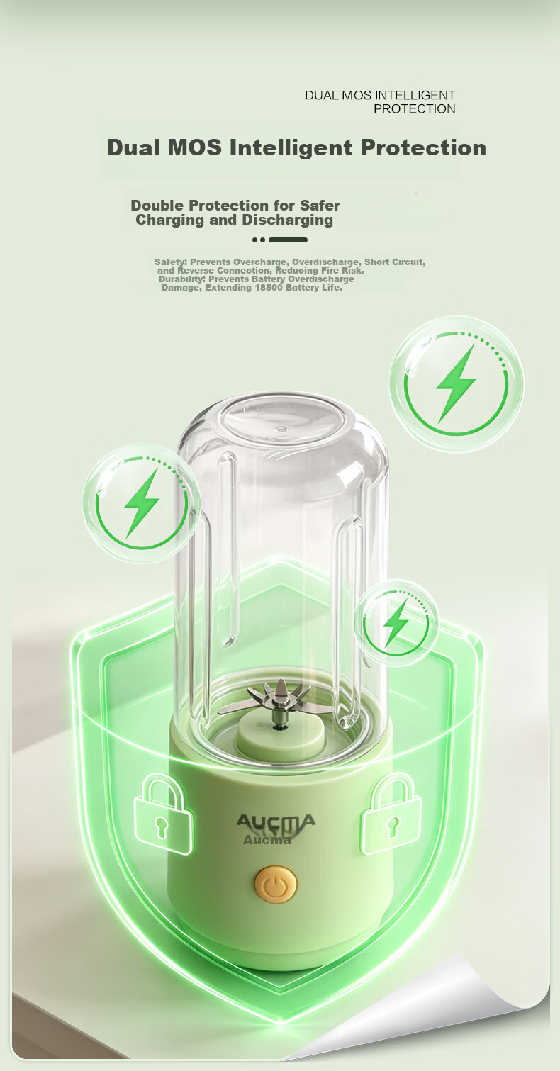 AUCMA New Dual-Cup Juicer Large Capacity Portable Juicer Fruit and Vegetable Juice Maker Household 380ml Baby Food Blender Easy to Clean SZ76GS2 12