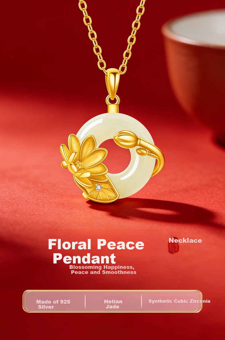 Lao Miao Hetian Jade Peace Buckle Pure Silver Necklace Women's New Jade Pendant Birthday Gift Practical High-End Girlfriend Wife 3