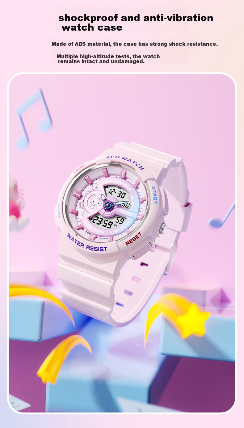 Hello Kitty Girls' Student Sports Luminous Waterproof Electronic Watch for Elementary and Middle School Children Birthday Gift for Girls 8573 8