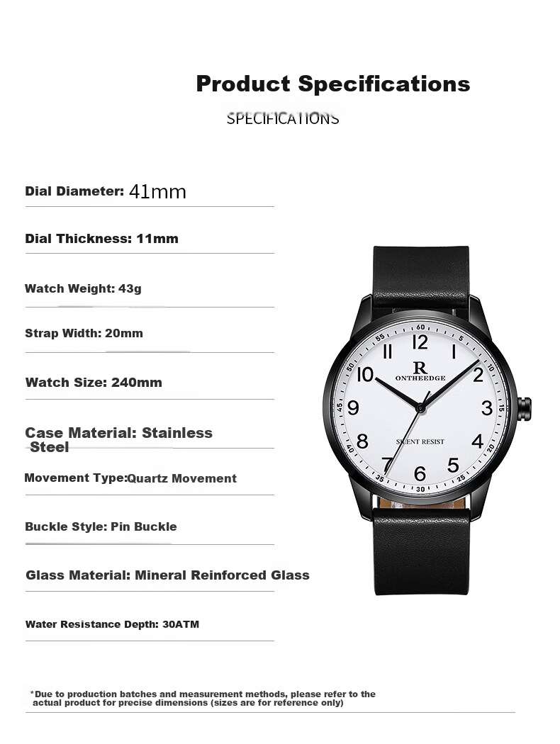 ONTHEEDGE Exam Watch for College Entrance Exams, High School Students, Civil Service Exams, Postgraduate Entrance Exams, Silent, Waterproof, Time-Telling Only 11