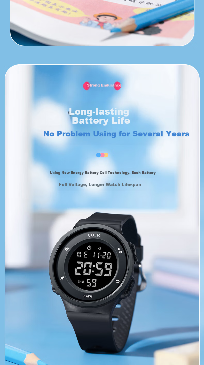 COJR Sports Digital Stopwatch Luminous Waterproof Multifunctional Youth Boys Girls Middle High School Students 4