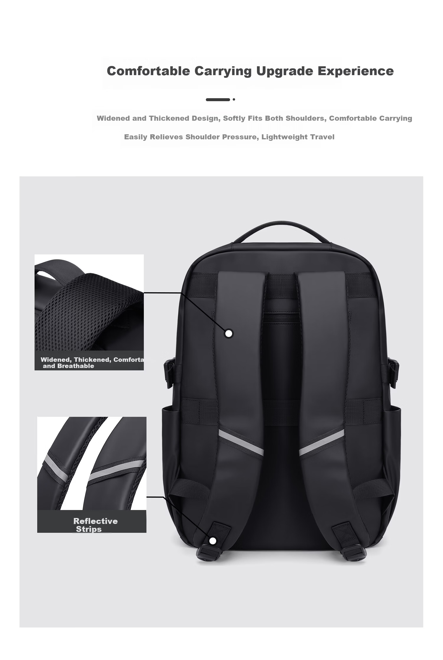V.NINE Men's Backpack Travel Bag 15.6/16 Inch Laptop Bag Large Capacity Business Commuter Bag 6