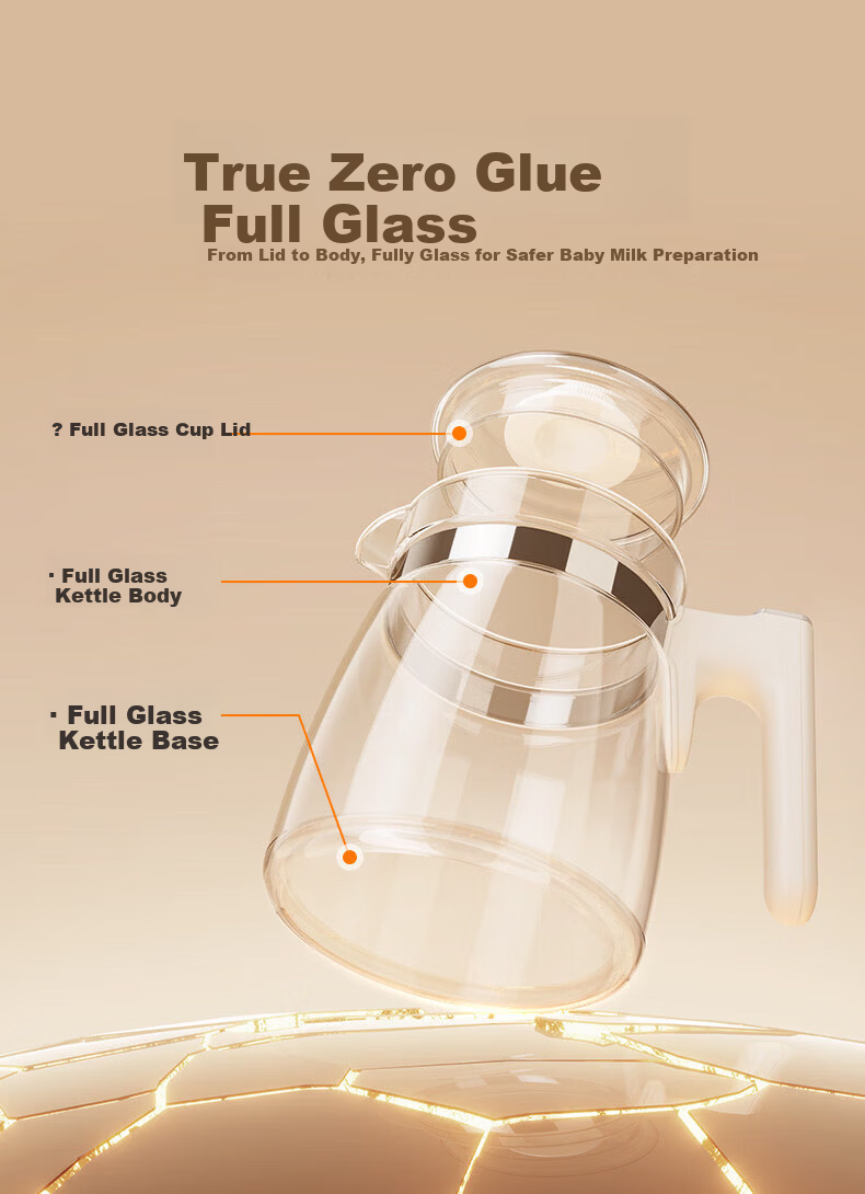 HeWu Full Glass Temperature-Controlled Kettle Baby Thermostat Kettle Milk Warmer Baby Formula Warmer Electric Hot Water Kettle 3