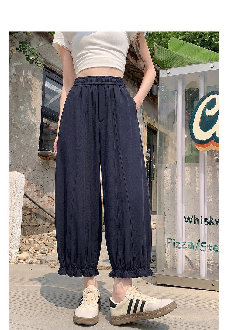 Demana Pear-Shaped Comfort Zone Summer Korean Style Nine-Point Lantern Pants Elastic Waist Loose Slim Fit Petite Women's Casual Pants 3