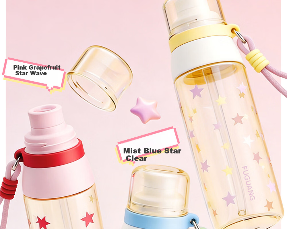 Fuguang Plastic PPSU Water Bottle Children's Student Portable Sports Tea Cup White Blue 580ML 21