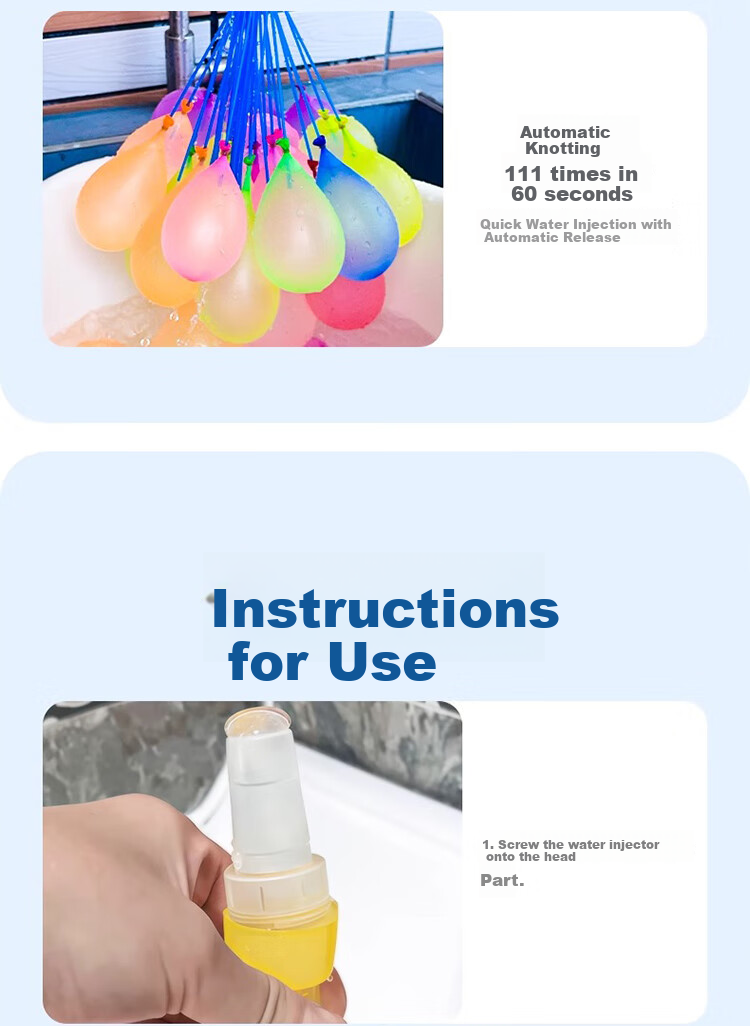 Jiamo Summer Water Balloons Quick Fill Water Balloon Non-Toxic Water Injector Small Balloons Outdoor Water Fight Toy for Kids 5