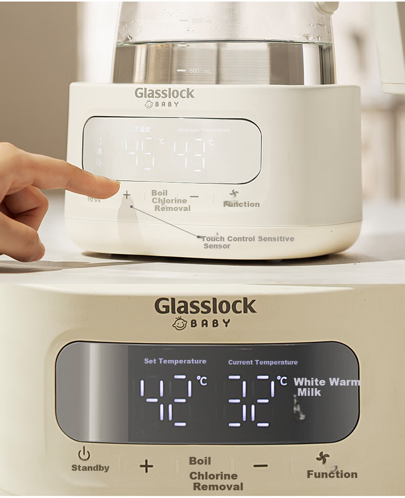 GLASSLOCK GAILANG 1.3L Glass Temperature-Controlled Kettle Baby Formula Warmer Infant Grade Hot Water Kettle 16