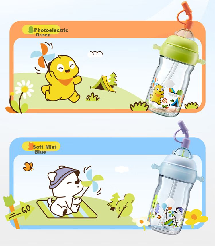Babycare Children's Straw Cup Toddler Kindergarten Anti-Drop Portable Water Bottle 500ml School Use 2 Years+ 4