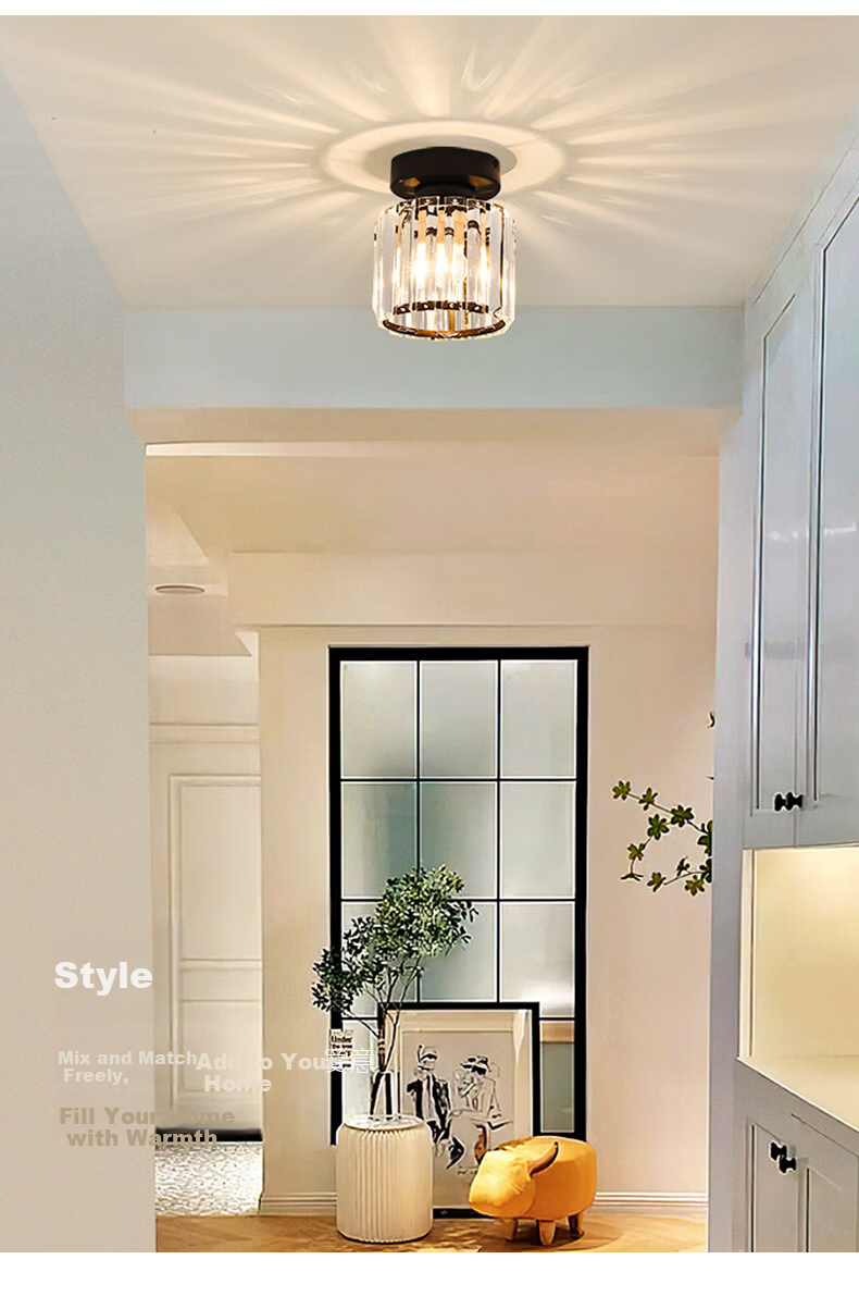 Dengling Luxury Crystal Corridor Light Simple Modern Hallway Light Entrance Round Small Light Nordic LED Ceiling Light Balcony Light 9