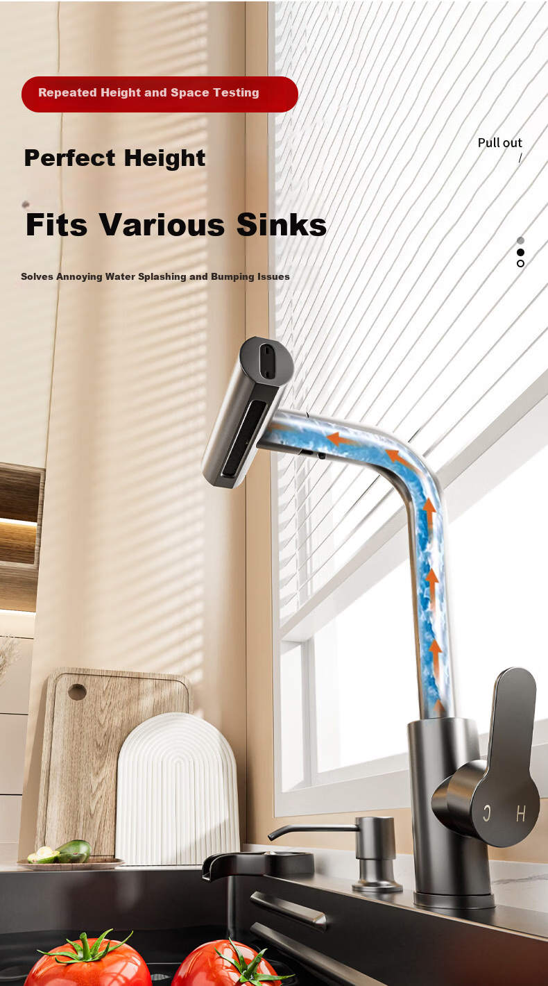 Baihan Kitchen Faucet Hot and Cold Two-in-One Vegetable Sink Faucet Flying Rain Waterfall Dishwasher Sink Faucet 11