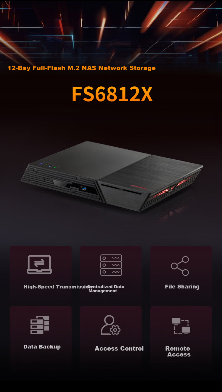 Asustor AS6812X Cloud Arrow 12-Bay NAS Network Storage Private Cloud NAS NVMe All-Flash M.2 SSD 10GbE Storage Server FS6812X 5