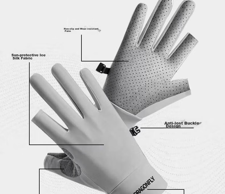 RED DRAGONFLY Men's Summer Thin UV Protection Fishing Driving Cycling Sunshade Fingerless Gloves for Women 4