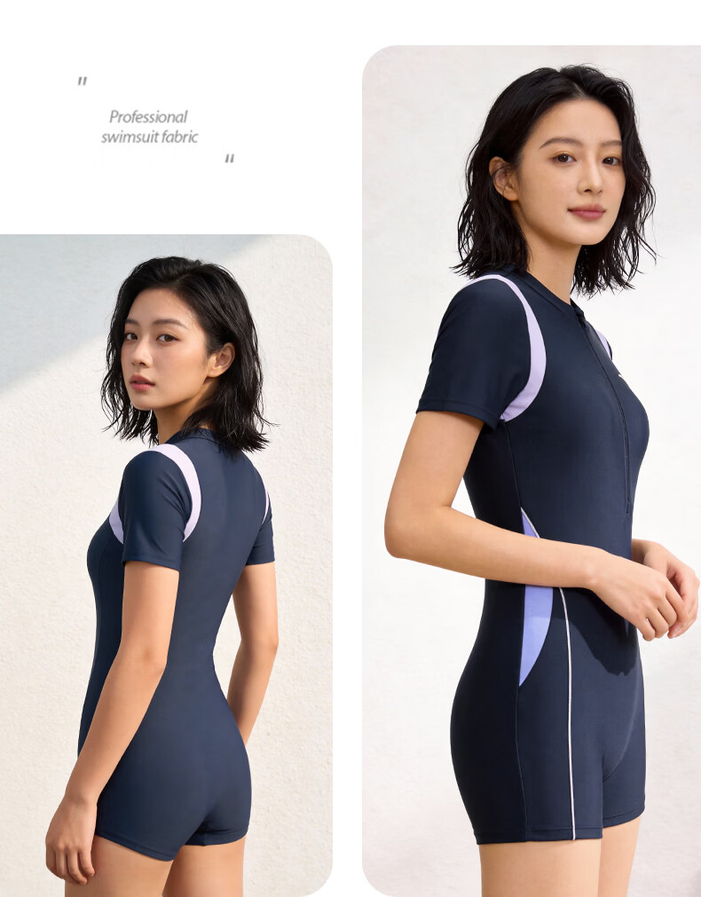 ANTA Women's One-Piece Breathable Quick-Dry Swimwear, Square-Leg, Tummy Control, Slim Fit, Premium Summer Swimsuit, Blue XL 13
