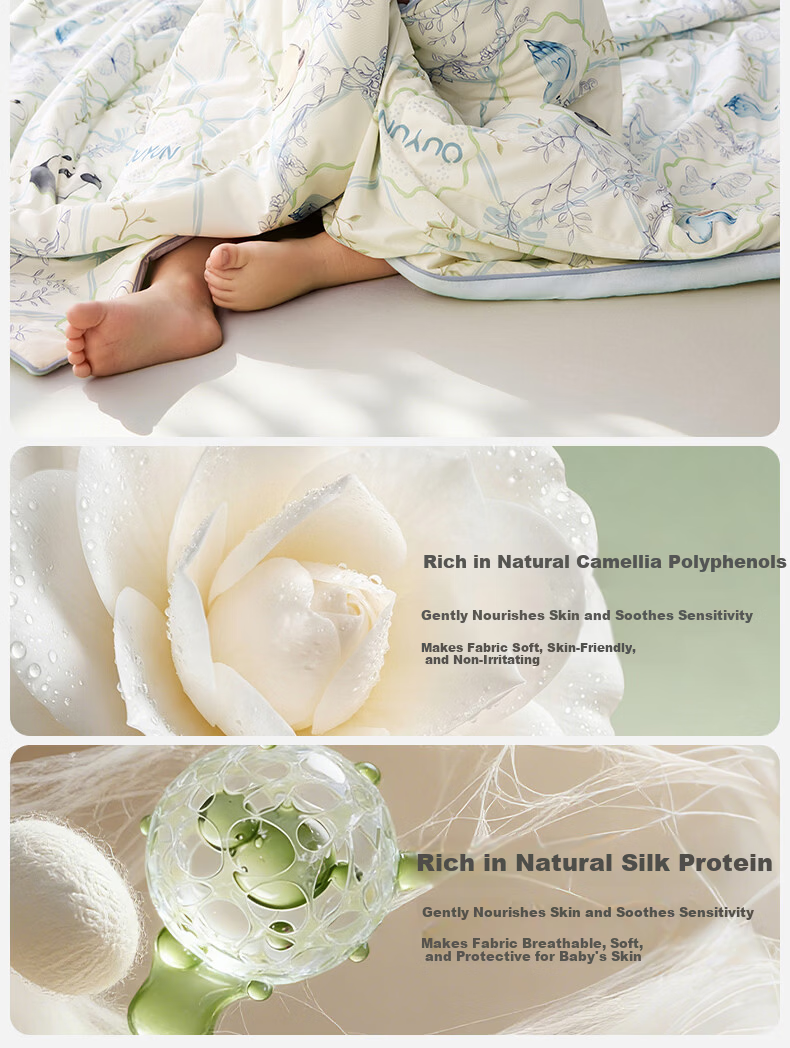 OUYUN [Plant Fiber] Baby Silk Summer Quilt Cooling Blanket Children's Small Quilt Summer Kindergarten Cooling Mint Air Conditioning Quilt 7