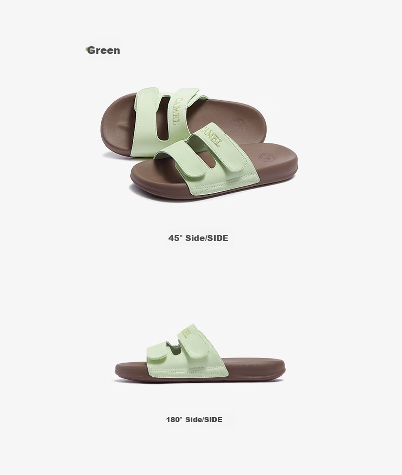 CAMEL Women's Lightweight Soft Magic Tape Double Strap Beach Casual Sandals L26M504018 Green Size 36 18