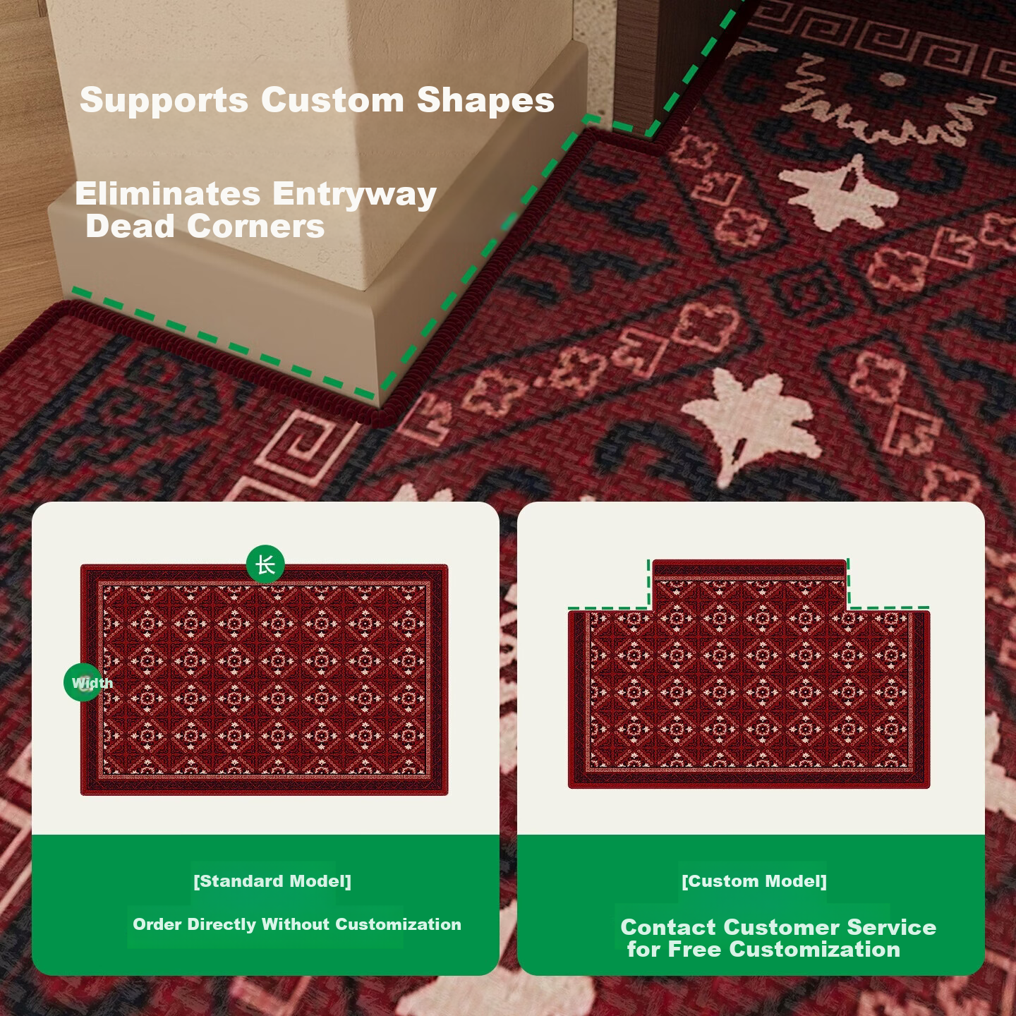 COMICOMI Small Coconut Square Entrance Floor Mat Non-Slip Cuttable Luxury Dust Removal 60*90cm