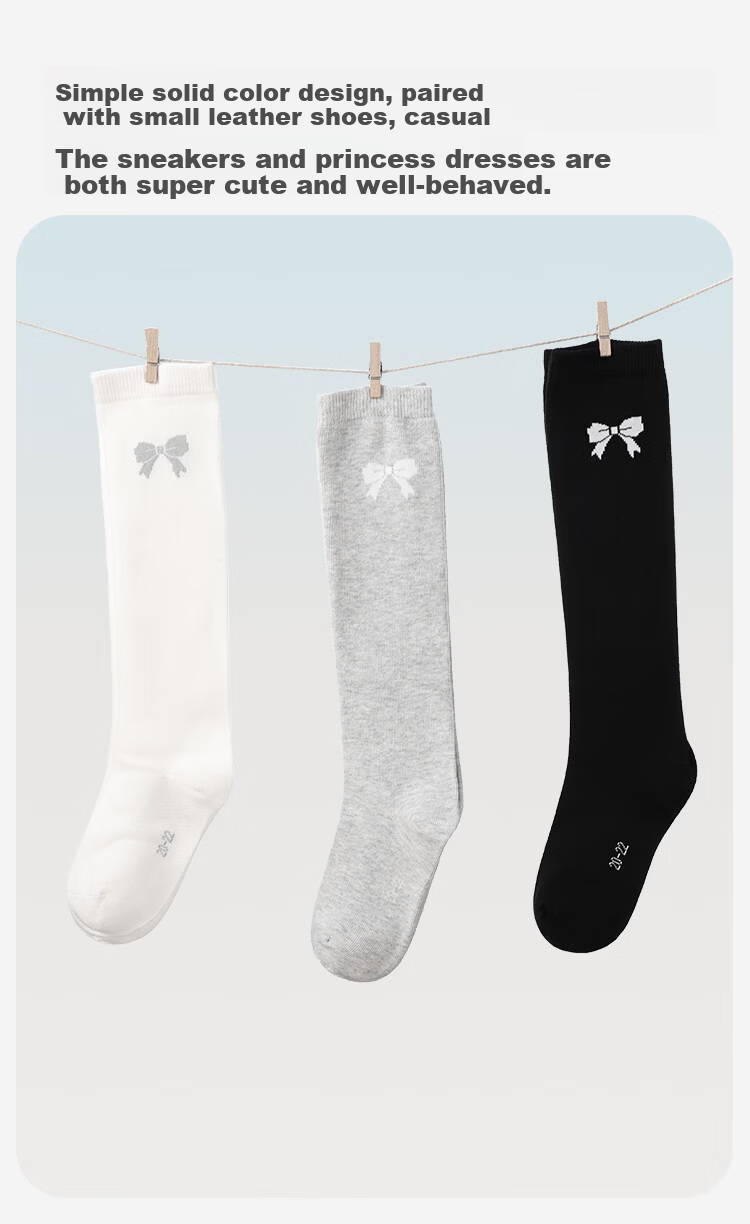 Jiusuiban Kids Knee-High Socks Girls Sports Cycling High Tube Socks School Style Versatile Simple Antibacterial Breathable Long Cotton Socks 10