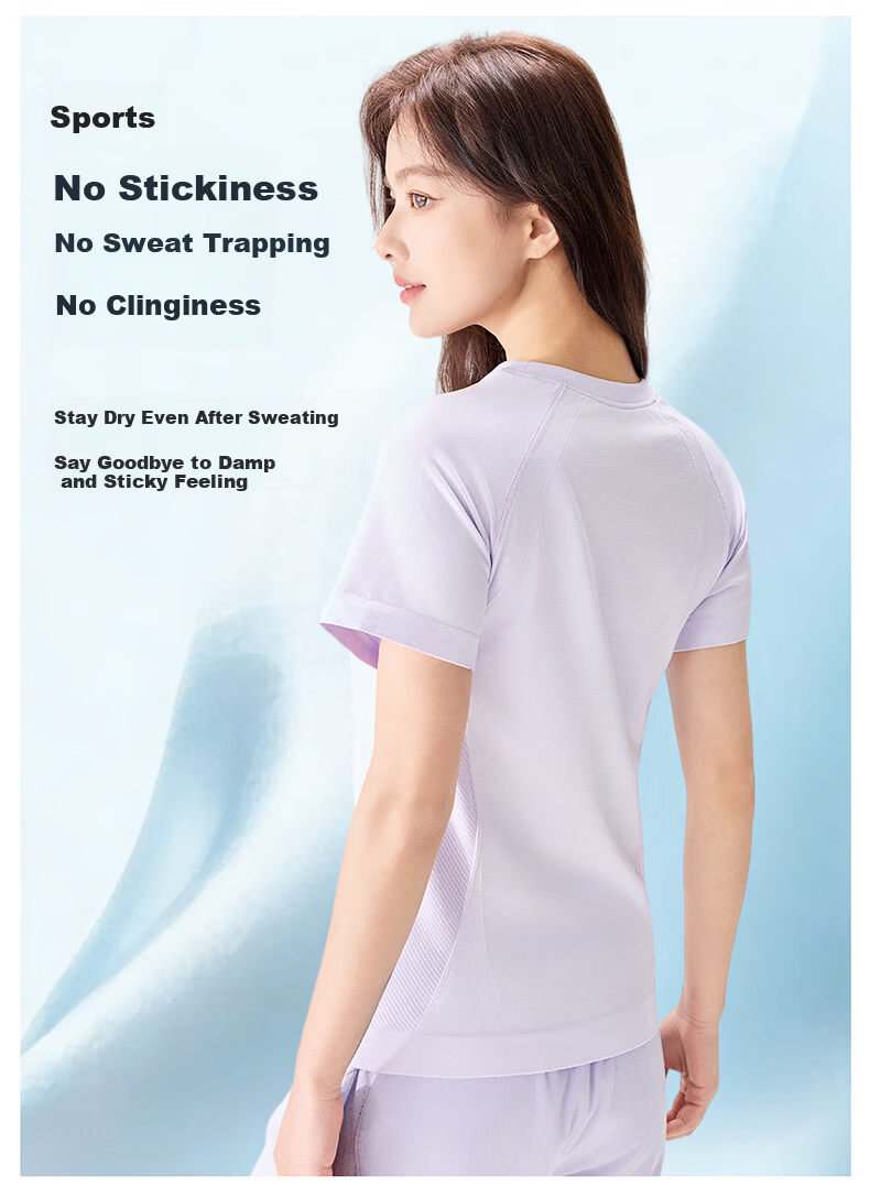 Langsha Women's Short Sleeve Summer Quick-Dry T-Shirt 10A Antibacterial Moisture-Wicking Ice Cooling Breathable Sports Running Top NS1940 6