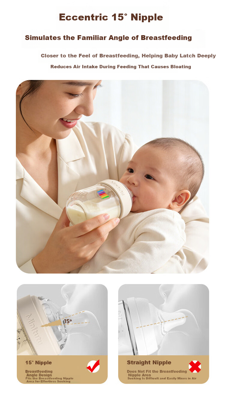 MINITUTU PPSU Baby Bottle, Anti-Colic, Anti-Spitting, Anti-Choking, Suitable for Breast Milk, 240ml 3