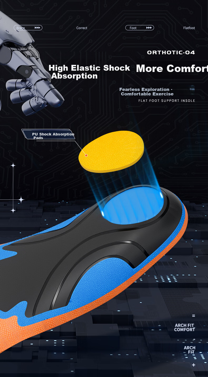 3515 Arch Support Insoles for Men Flat Feet Sports Insoles High-Efficiency Shock Absorption Full Support Comfortable for Long Standing 7